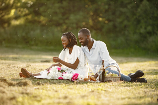 Couples at a romantic picnic date.