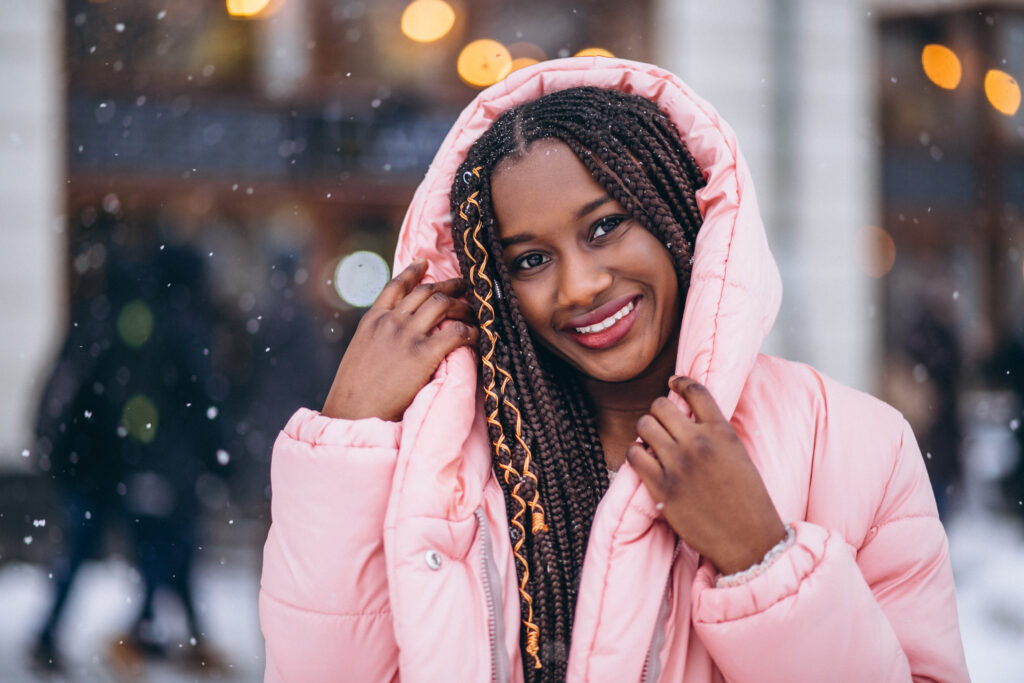 The Love Central - African american woman model outside The Love Central -