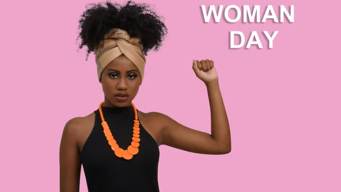 A beautiful black lady advocating for women power.
