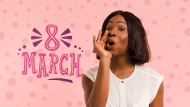 A girl using megaphone to advocate for IWD.