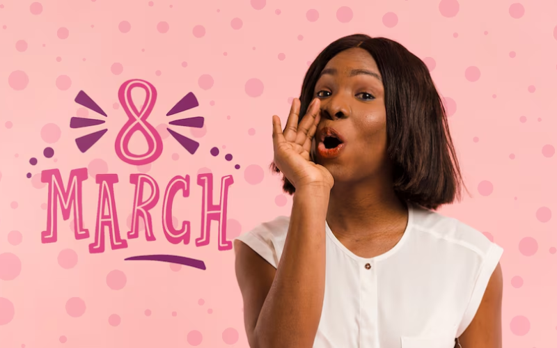 A girl using megaphone to advocate for IWD.