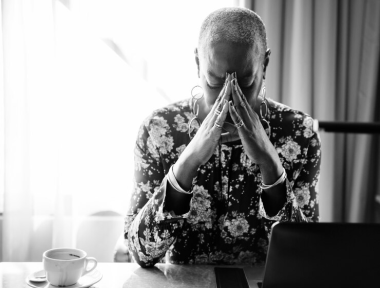 A lonely black elderly woman