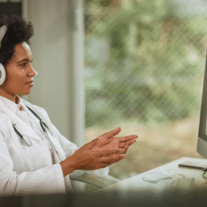 The Love Central - The Pros and Cons of Telehealth for Mental Health Services The Love Central - A therapist on a virtual therpay session with a patient.