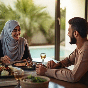 The Love Central - Couple at an Eid dinner date.