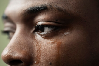 The face of a crying guy