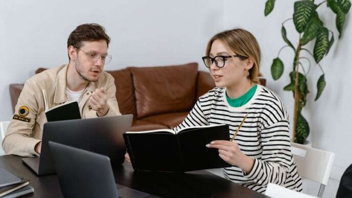 Couple synchronizing their schedules