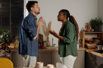 Black couple arguing