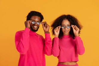 Couple in a matching outfit