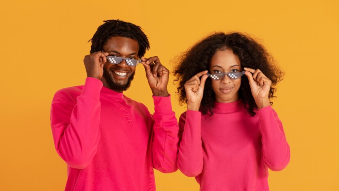 Couple in a matching outfit