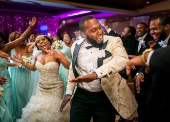 Couple dancing at their wedding