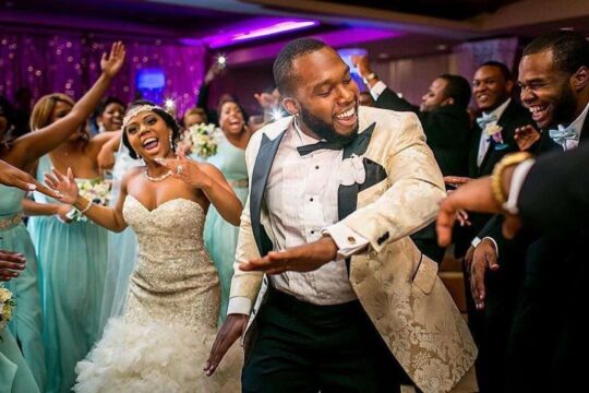 Couple dancing at their wedding