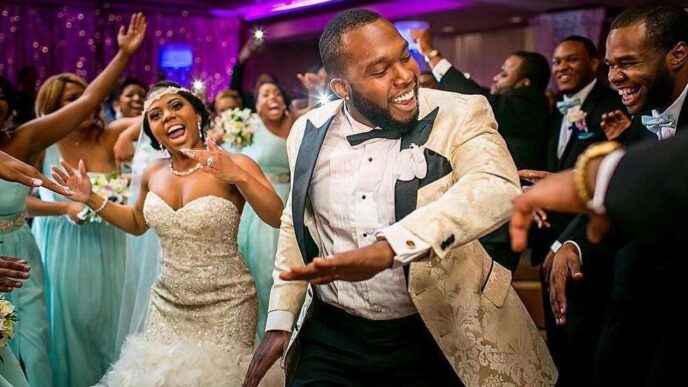 Couple dancing at their wedding