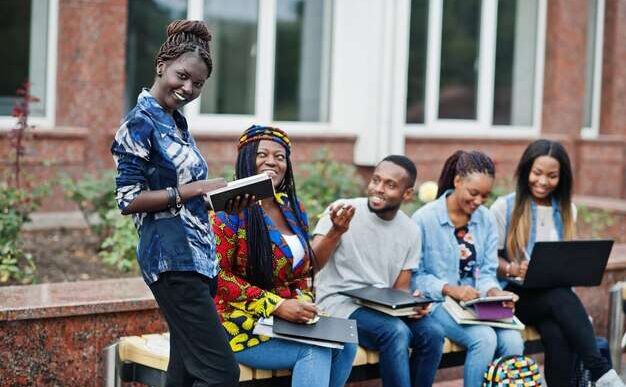 A group of students studying together