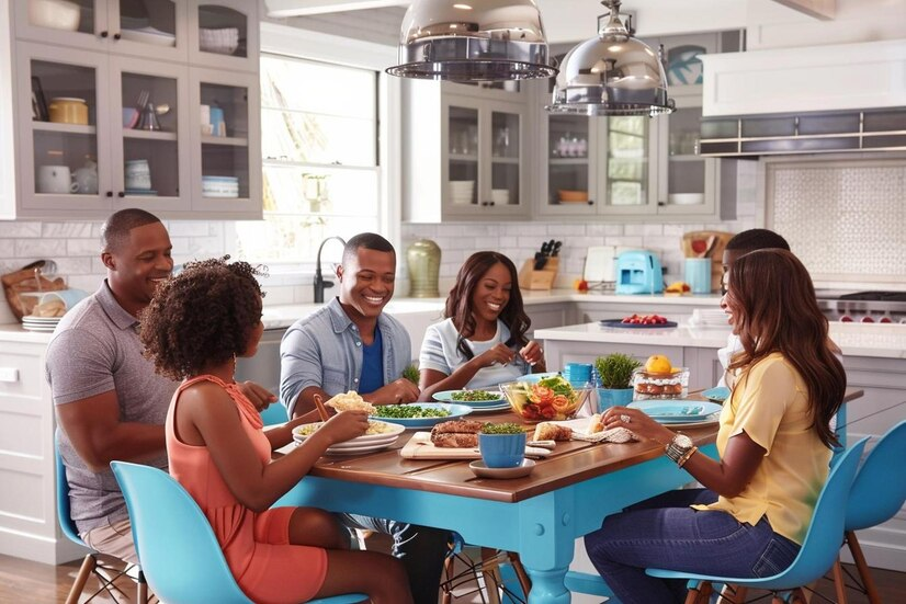 People on a dinning table.