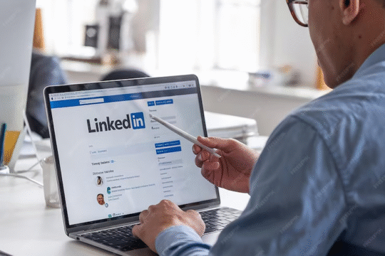 A man using aweb version of Linkedln