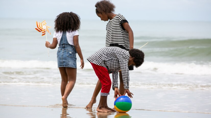 Kids playing at the beach