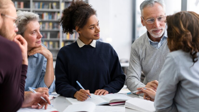 A professor and his students.