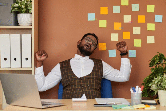 An exhausted employee