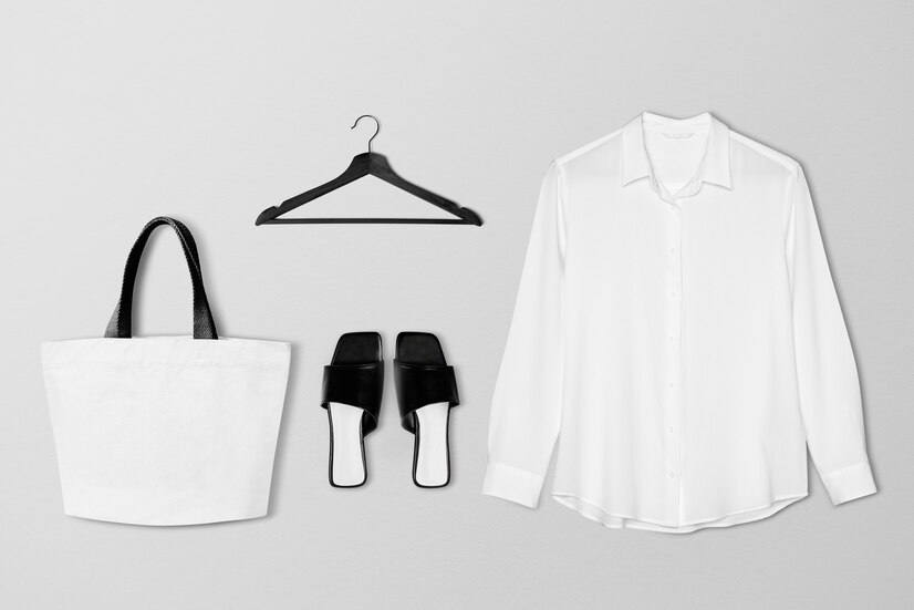 The Love Central - A button white shirt, tote bag and flat