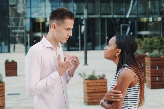 Couple addressing a misunderstanding