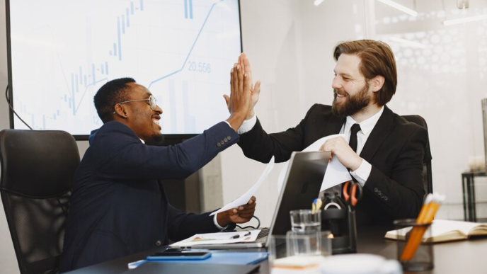 boss and employee greeting