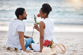 beautiful couple on the beach