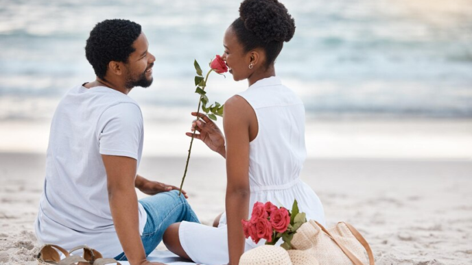 beautiful couple on the beach