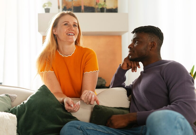 The Love Central - Why Do So Many Relationships End in January? Couple in a conversation