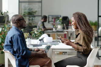 Couple in a conversation
