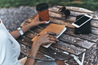 An individual about to journal